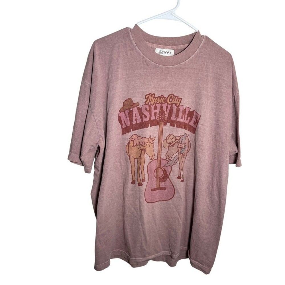 The Post Crew Neck Short Sleeve Nashville Horses Guitar Music City XL
